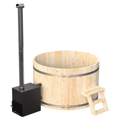 Ciubar din lemn molid soba exterioara aluminiu 27kW diametrul 2.4 m