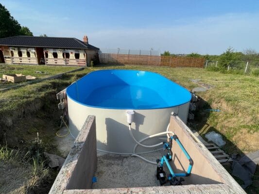 montaj liner piscina metalica