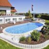 Piscina prefabricata de otel, ovala, D 12,00×6,00×1,50m, 80m3 volum