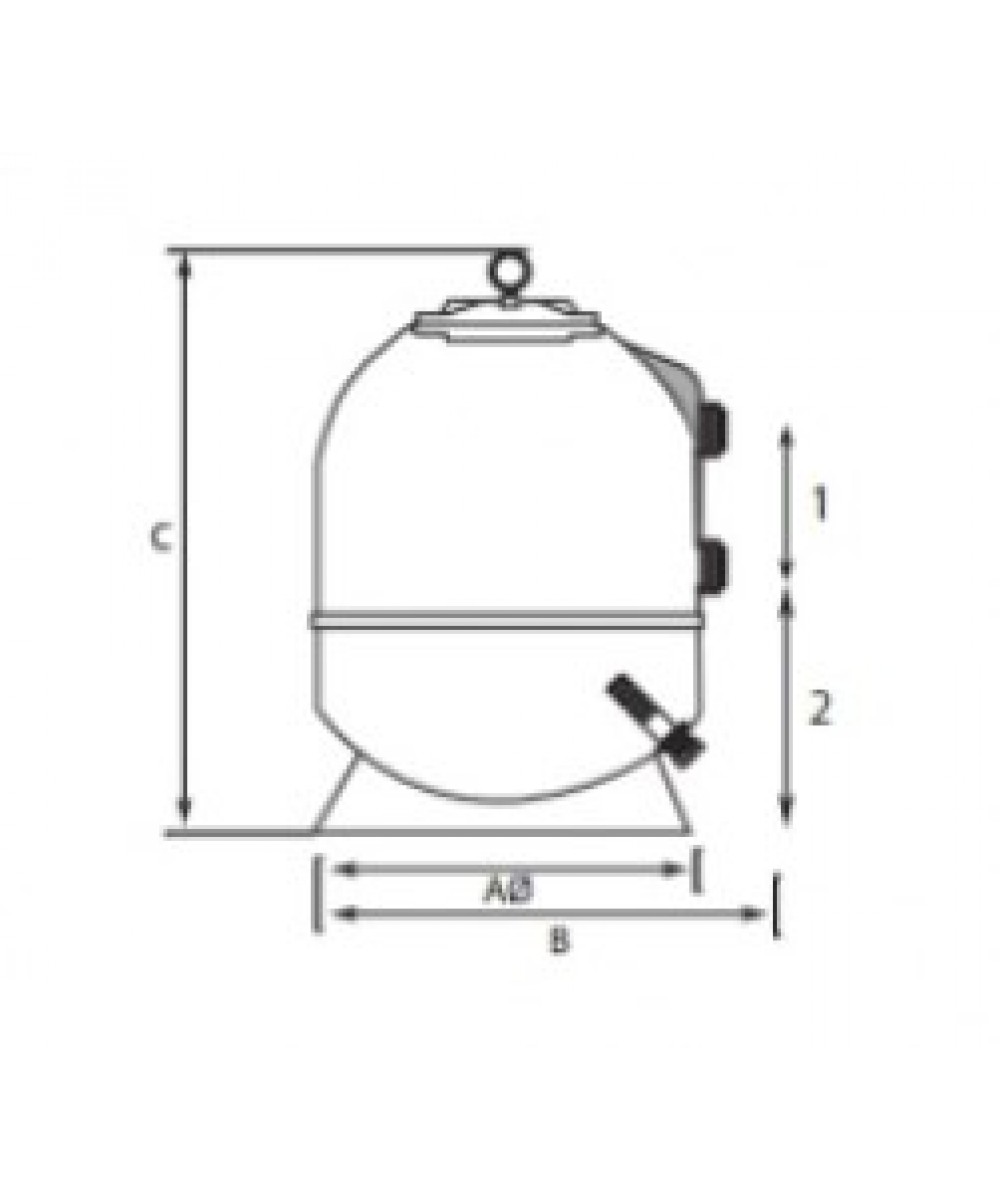 Filtru cu nisip din poliester pentru piscină model Alaska, QP, Ø600, 15 m³/h 4 Filtru cu nisip din poliester pentru piscină model Alaska, QP, Ø600, 15 m³/h - imagine 2